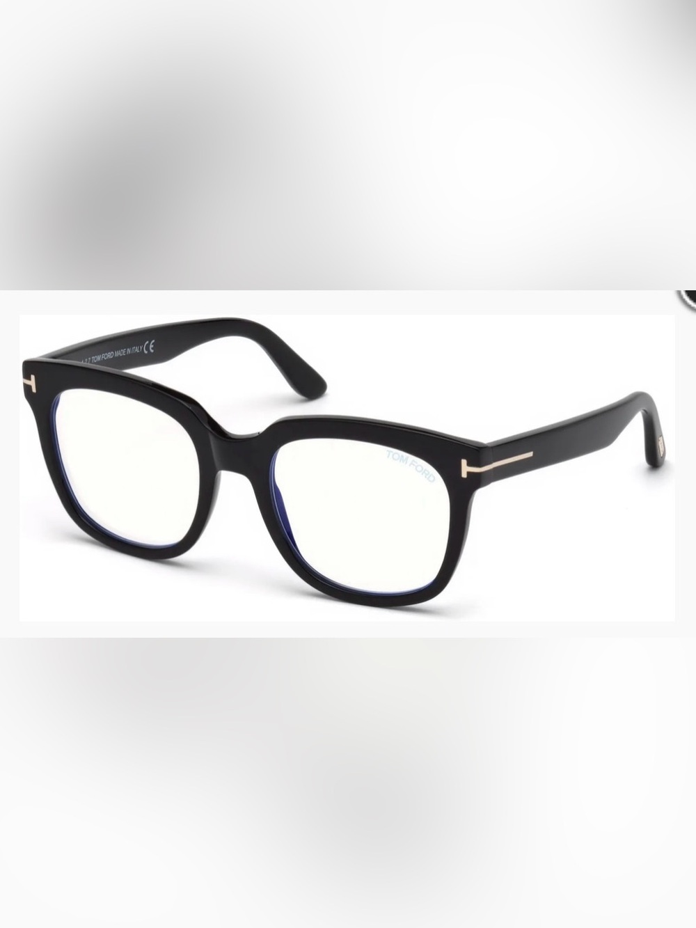 Tom Ford Shiny Black Geometric Full-Rim Glasses